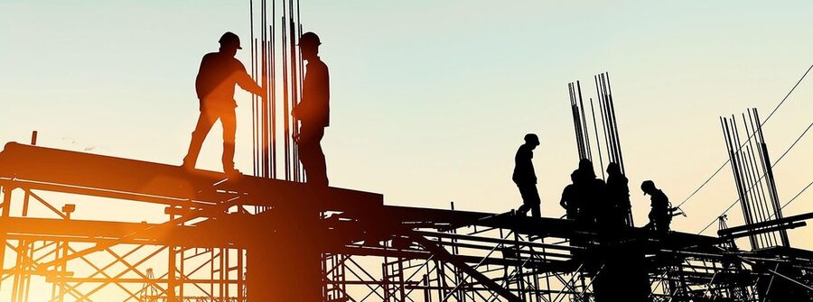 Structural steel fabrication and erection team on site